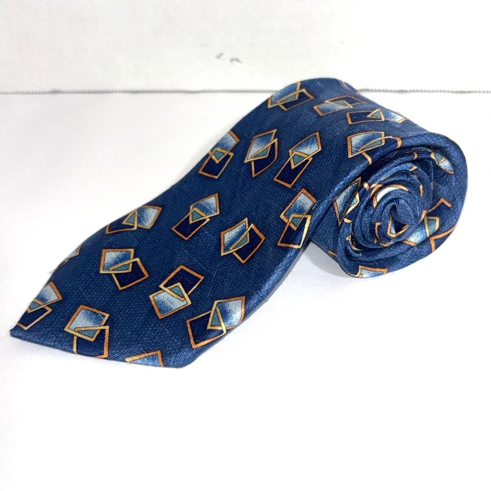 Ermengildo Zegna Exclusive Design‎ Men's silk necktie Blue geometric 58